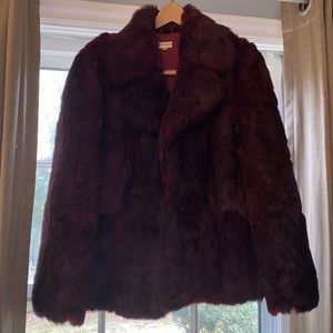 Vintage Burgundy rabbit fur coat